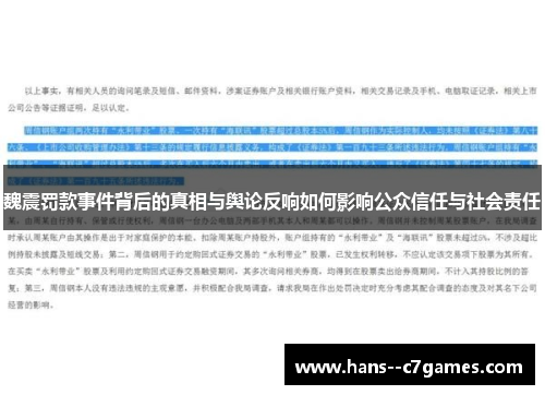 魏震罚款事件背后的真相与舆论反响如何影响公众信任与社会责任